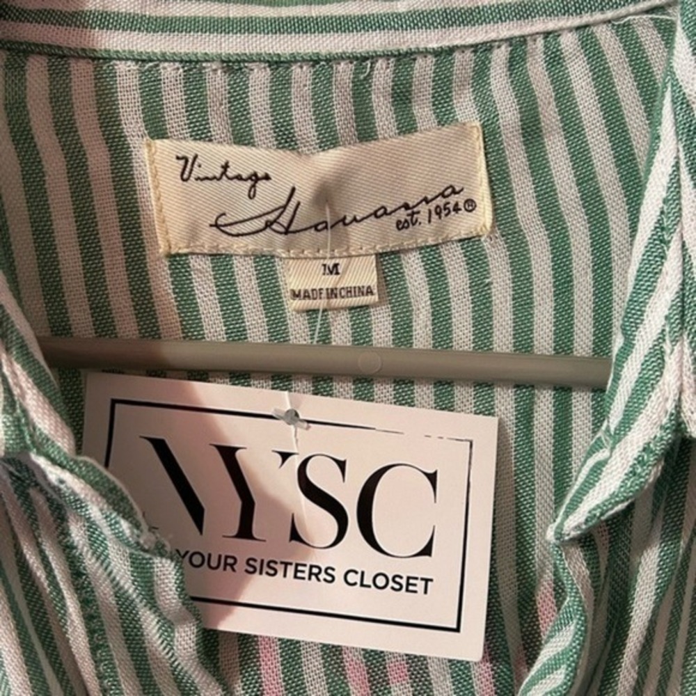 NWT Vintage Havana Stripe Sunrise Beach Surf Island Sunset Button Down Shirt M - Picture 8 of 11